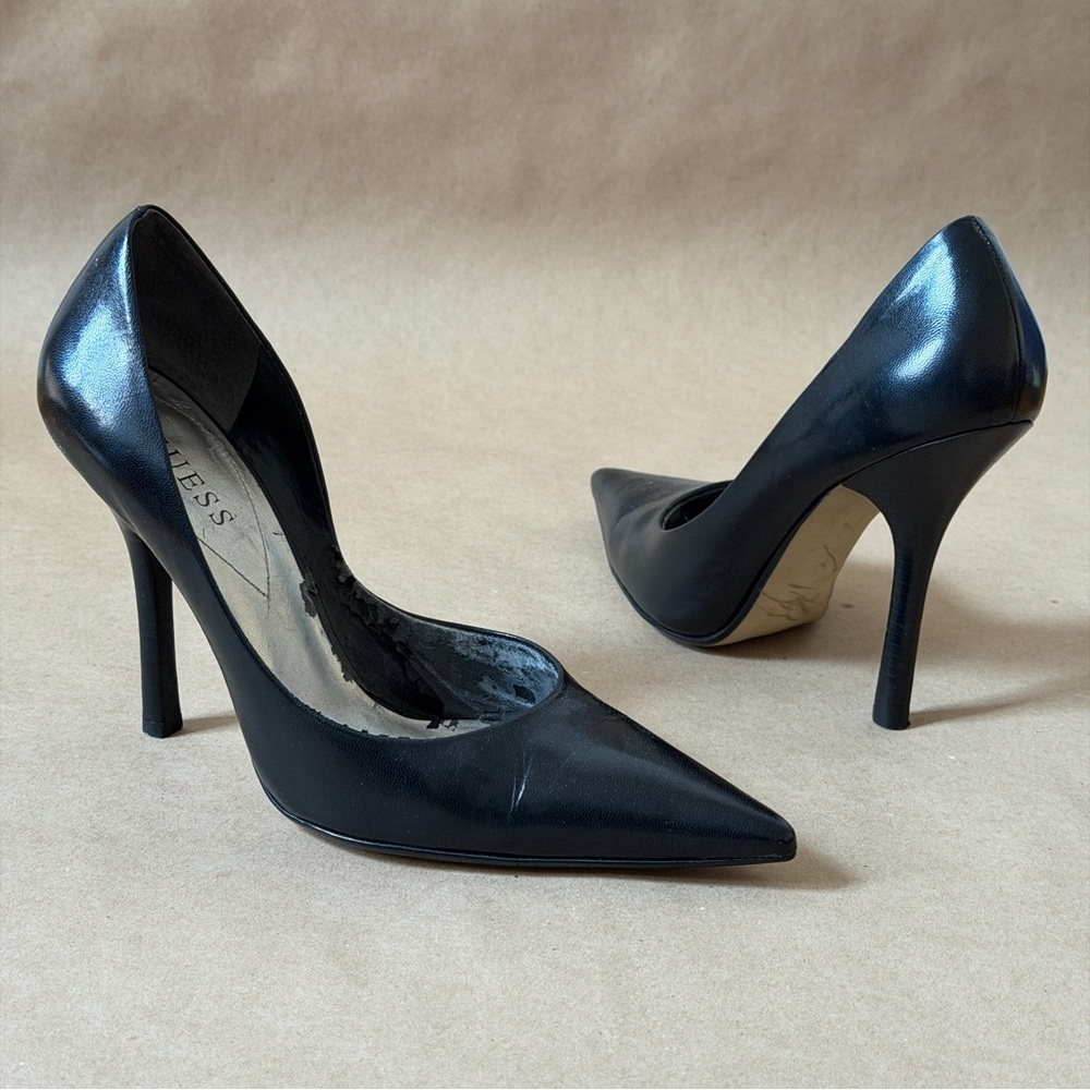 Guess - Carrie Black Pointed Toe Heels Well Worn